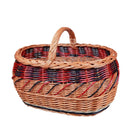 Cos de piata din rachita model rosu - albastru - Delumani - Magazin Romanesc