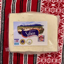 Fresh Sibiu Telemea cheese made from sheep's milk, produced by the Association of Sibiu Telemea Producers, in a traditional setting.