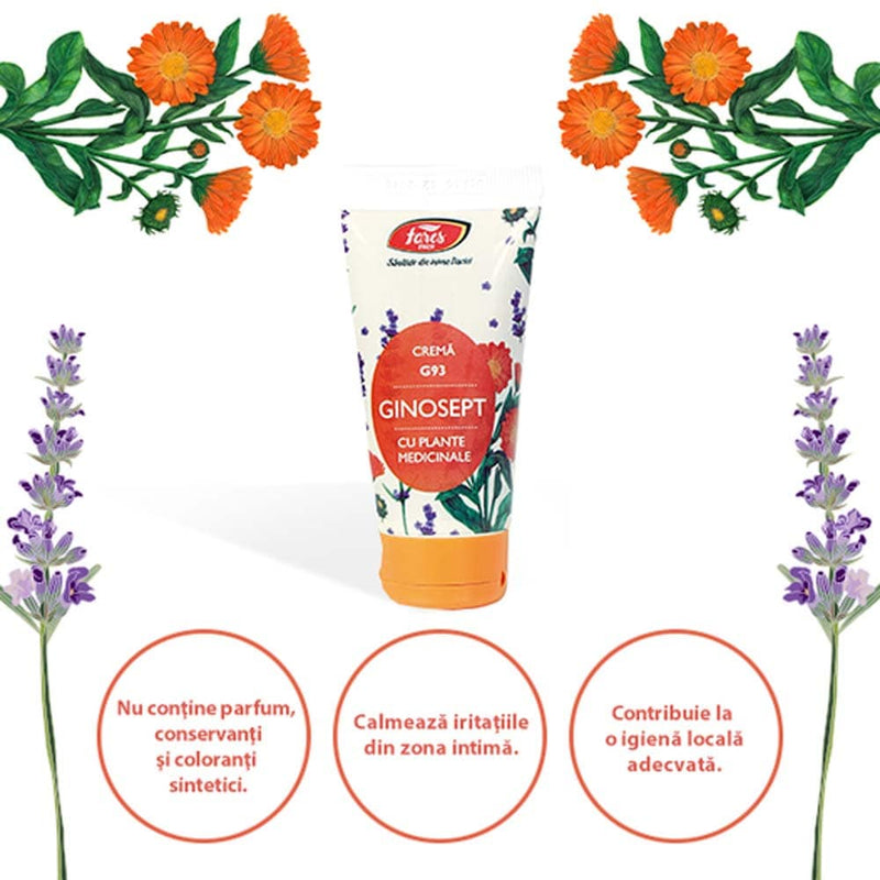 Crema Ginosept cu plante medicinale, G93, 50 ml, Fares - Delumani - Magazin Online Romanesc 